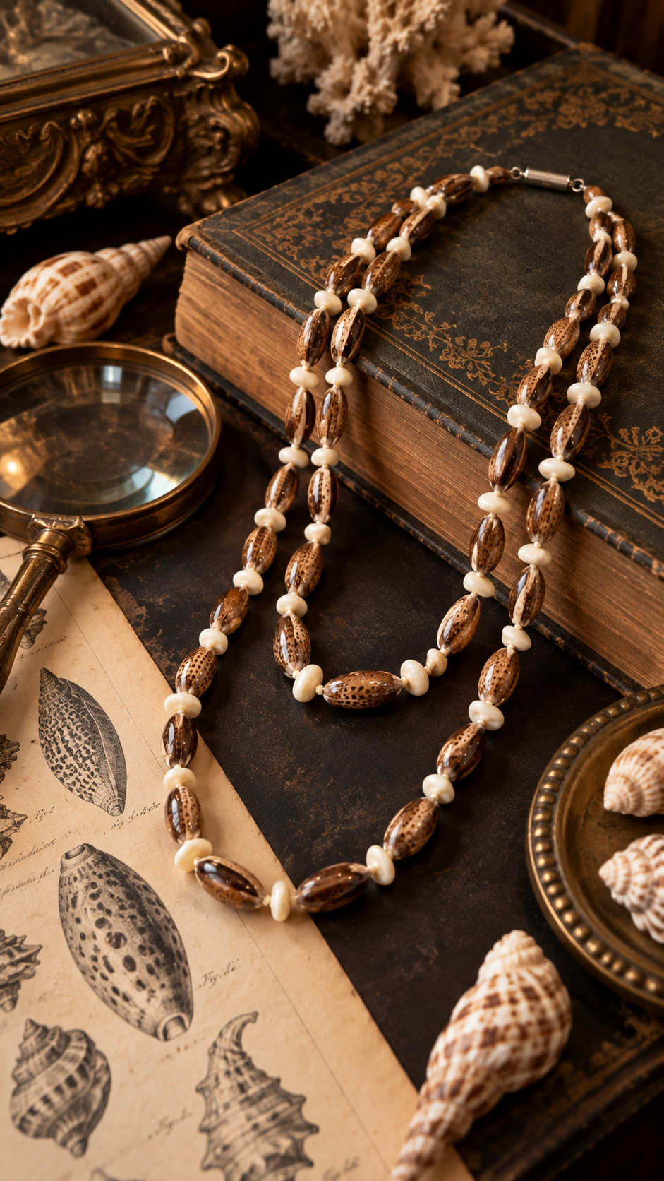Collana a doppio giro in autentiche conchiglie anni ‘50-‘60