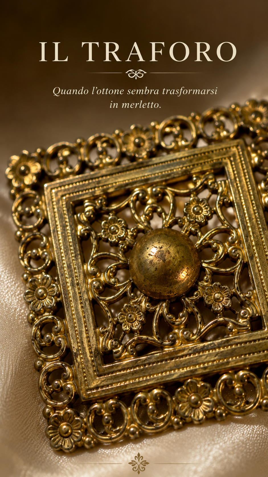 Antica fibbia doppia liberty ottone traforato, primissimo ‘900