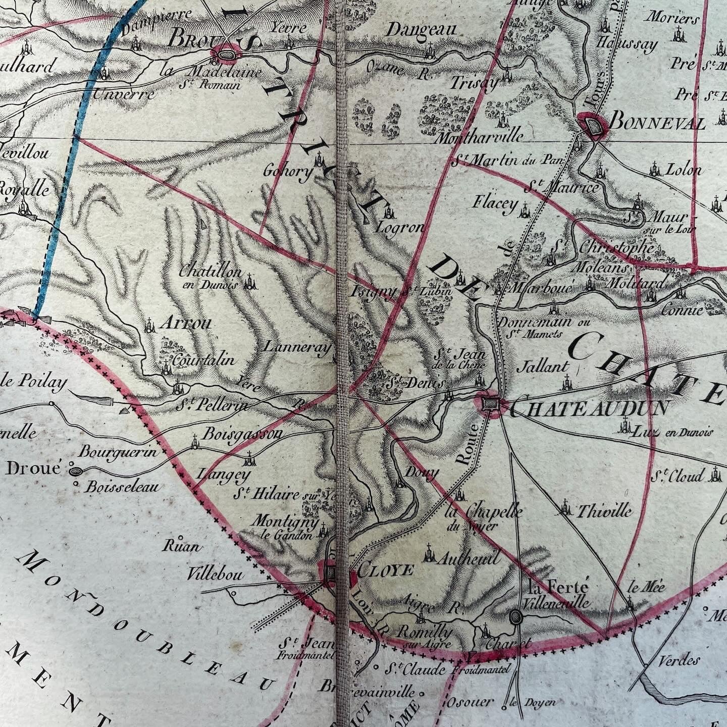 Loire map 1790 canvas Houdon