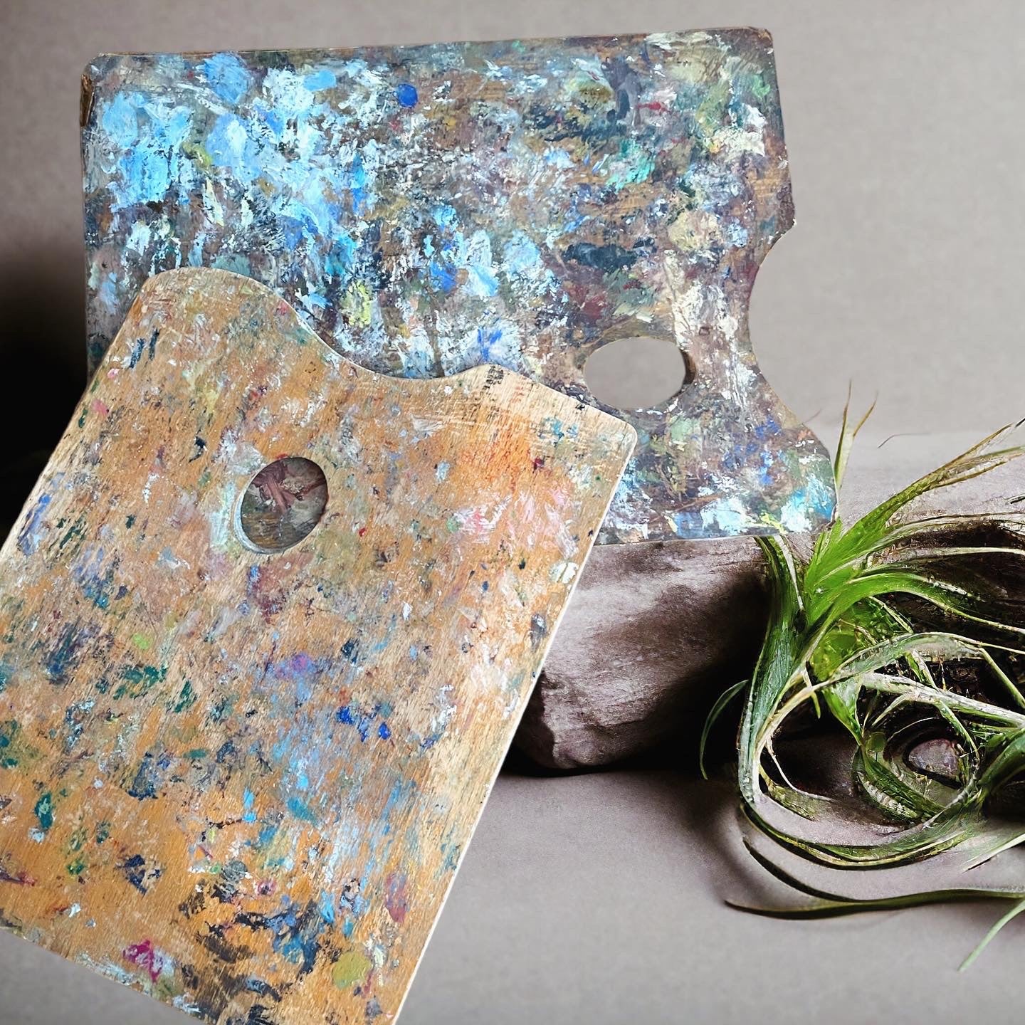 Pair of antique painter palettes