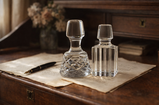 Coppia di fermacarte in cristallo molato mid century