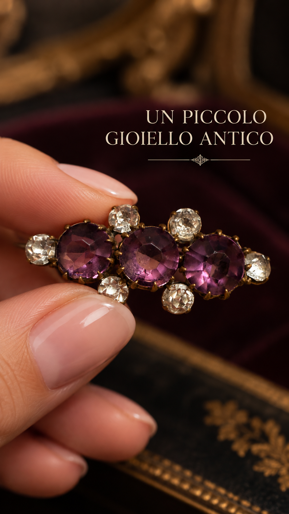 Antica spilla fine ‘800 in stupende paste vitree