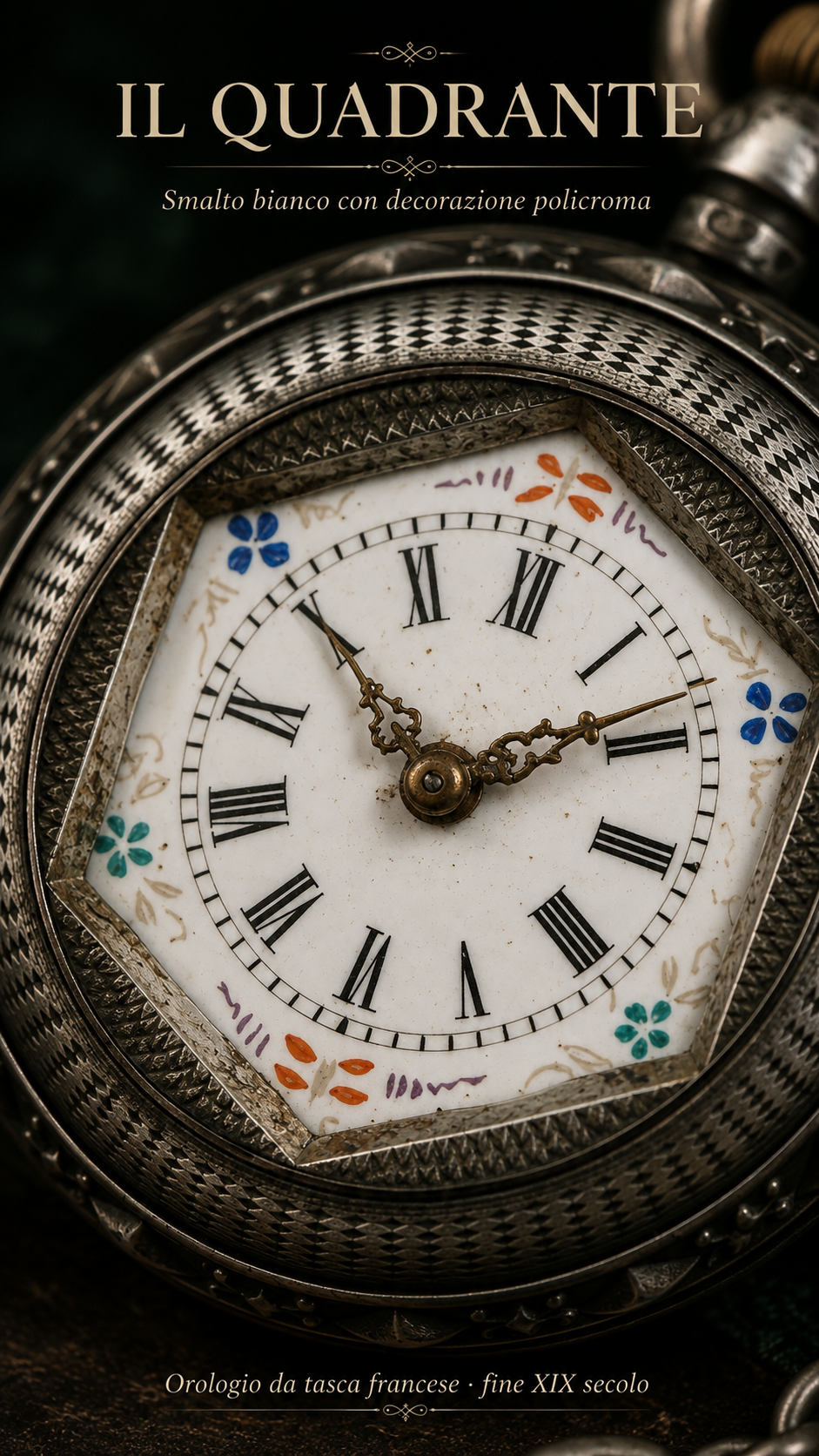 Antico esclusivo orologio da taschino fine ‘800 con cassa in argento massiccio e chatelaine argentata