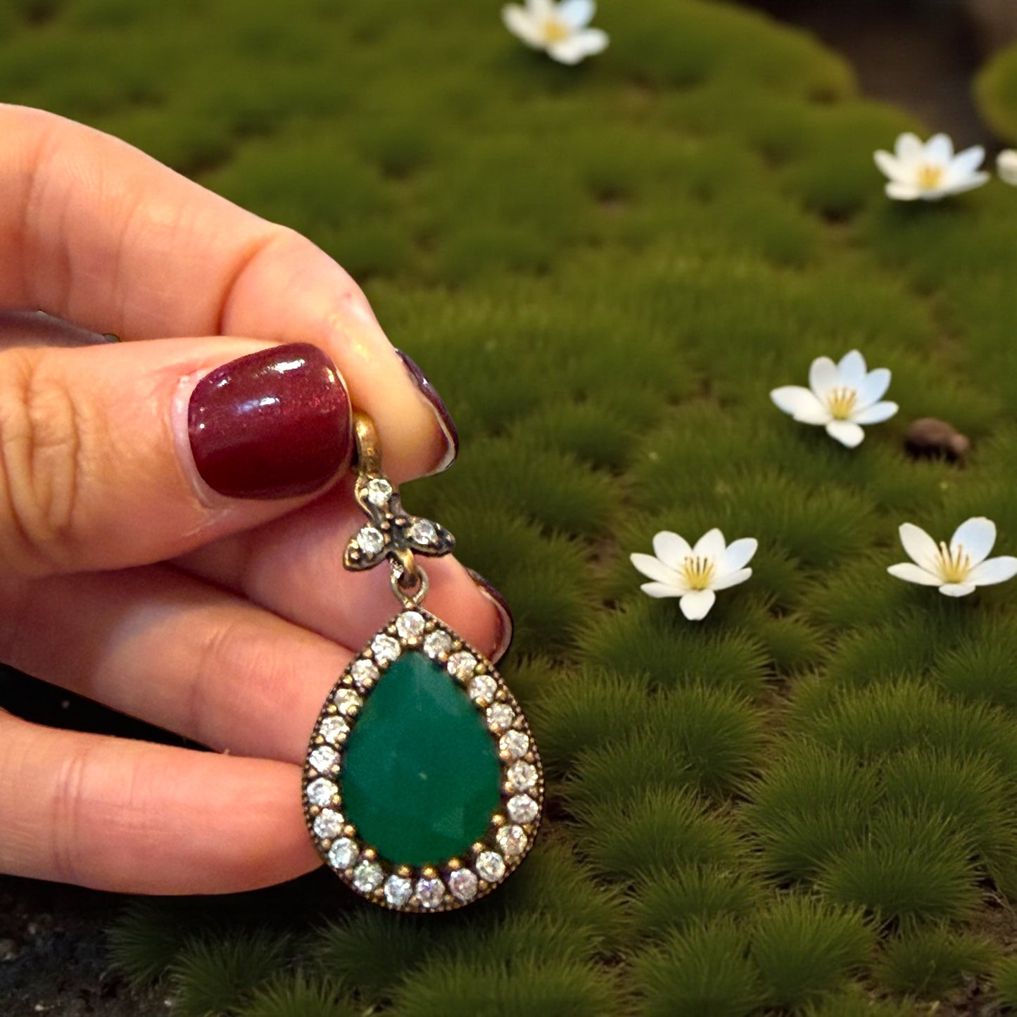 Set gioielli anello e pendente coordinati, fattura turco-ottomana, argento e ottone