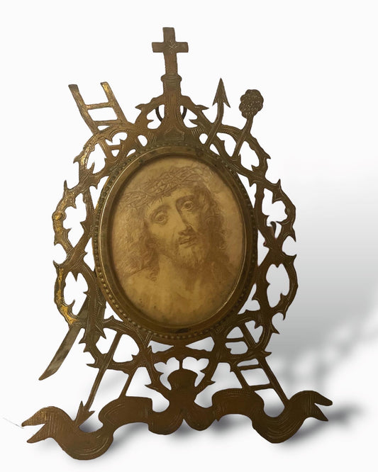 Religious frame late 19th century brass