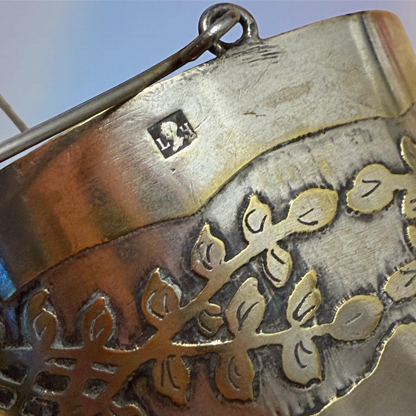 Antico passe-the o colino da tè in metallo argentato, tardo Déco