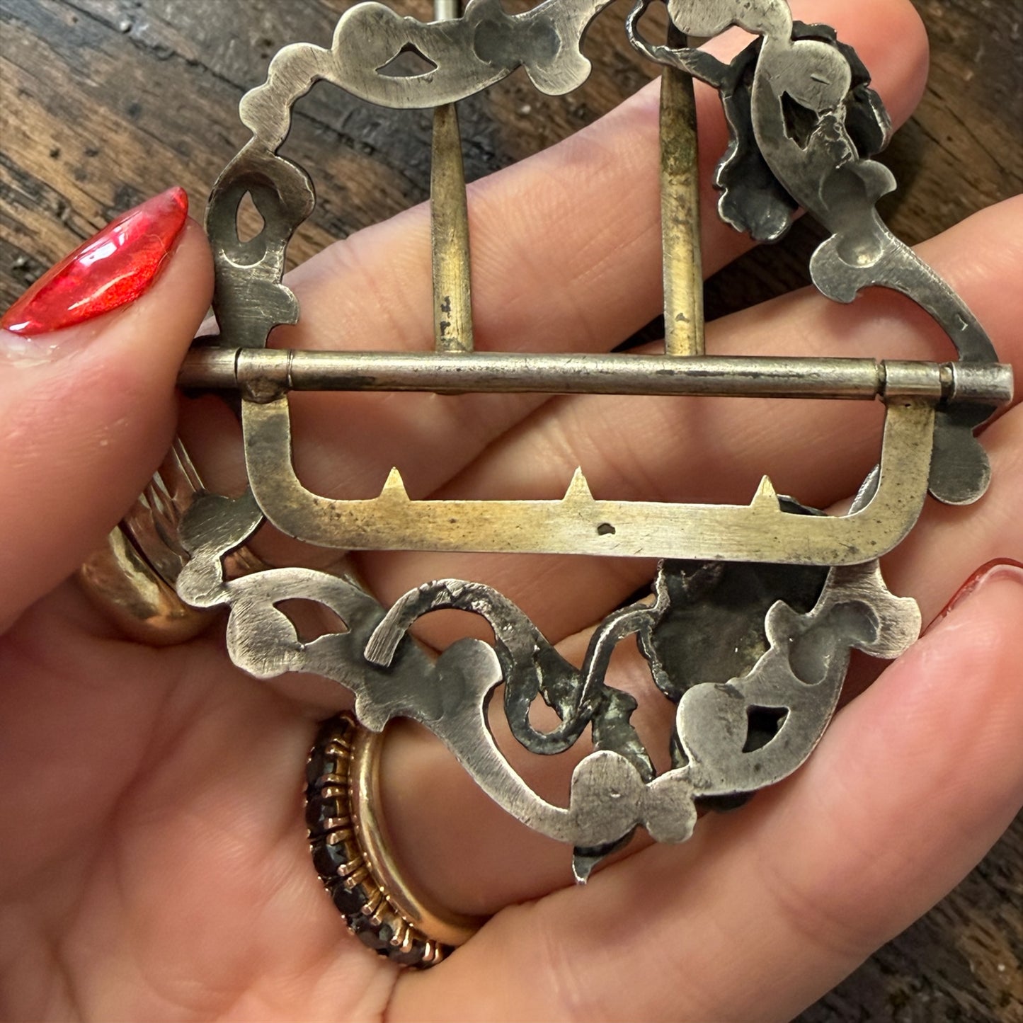 Fibbia esclusiva Art Nouveau in argento massiccio francese, pezzo raro