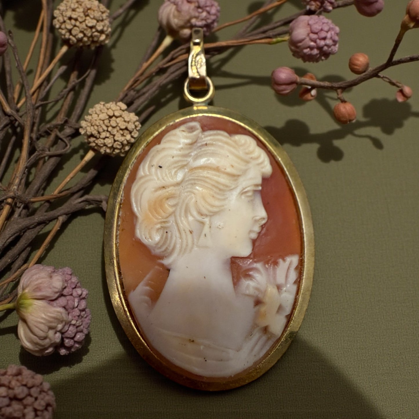 Cammeo in conchiglia primo ‘900 placcato oro