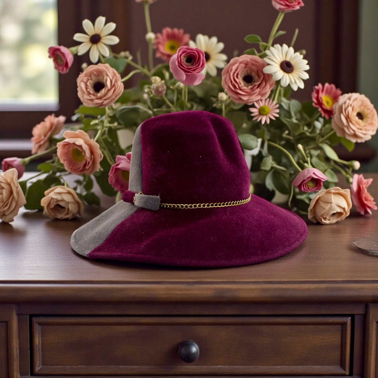 Cappello Marone 1881 feltro bicolor prugna & antracite