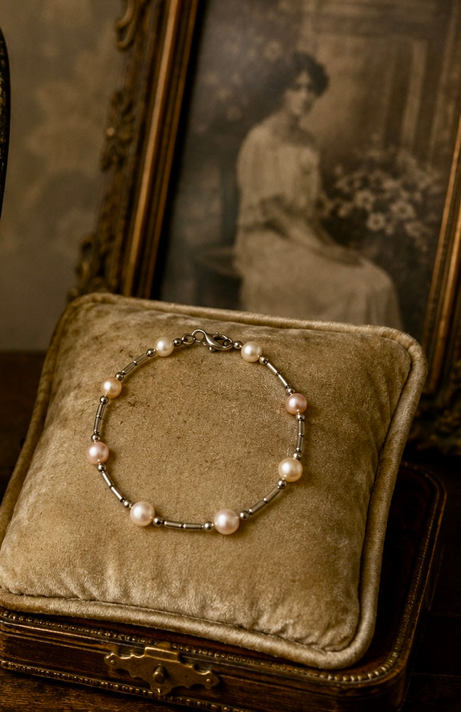 Parure sautoir collana perle 120 cm anni 50 e bracciale Boemi