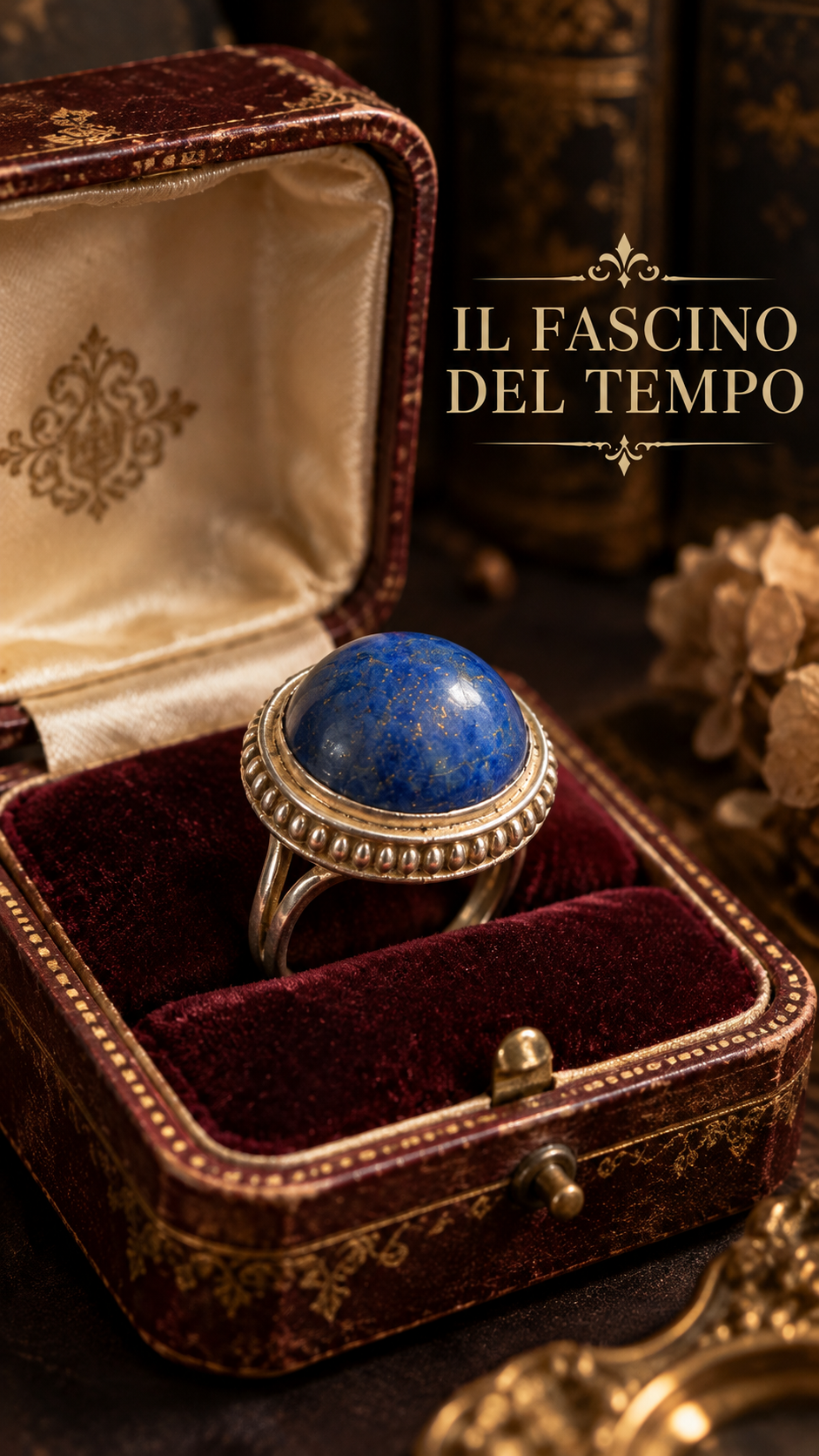 Anello in argento con cabochon rialzato in lapis
