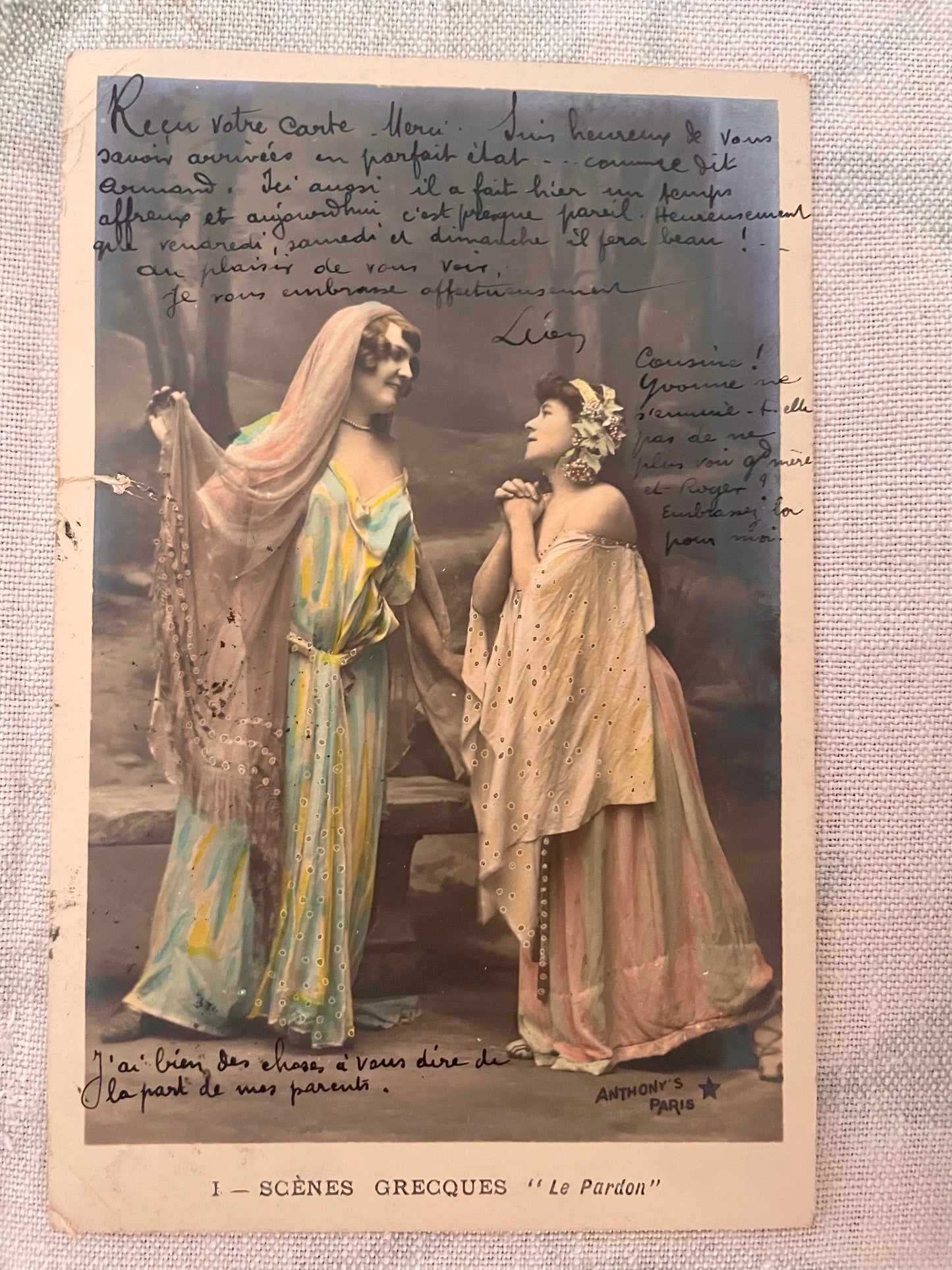 Lotto n. 6 antiche cartoline viaggiate 1904 con ritratti femminili scenici