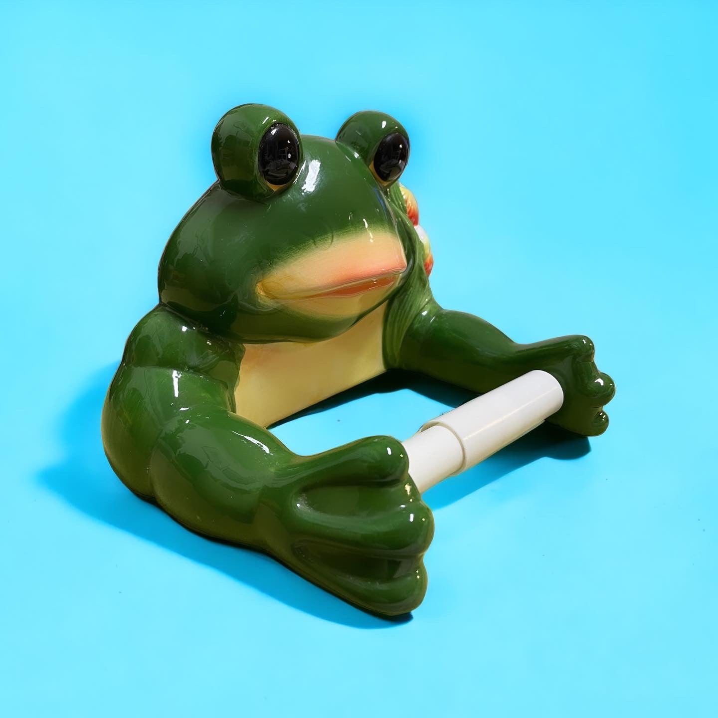 Porcelain frog toilet paper holder