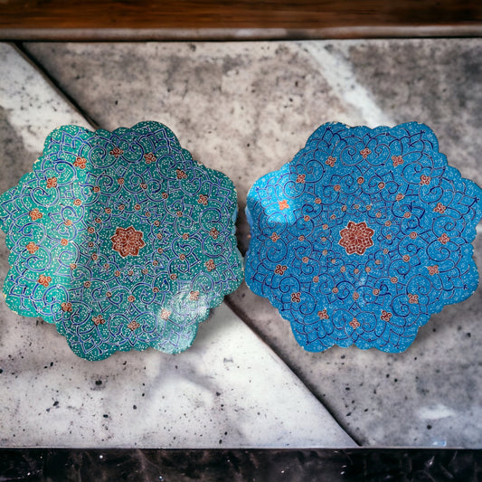 Pair of Persian enamel bowls