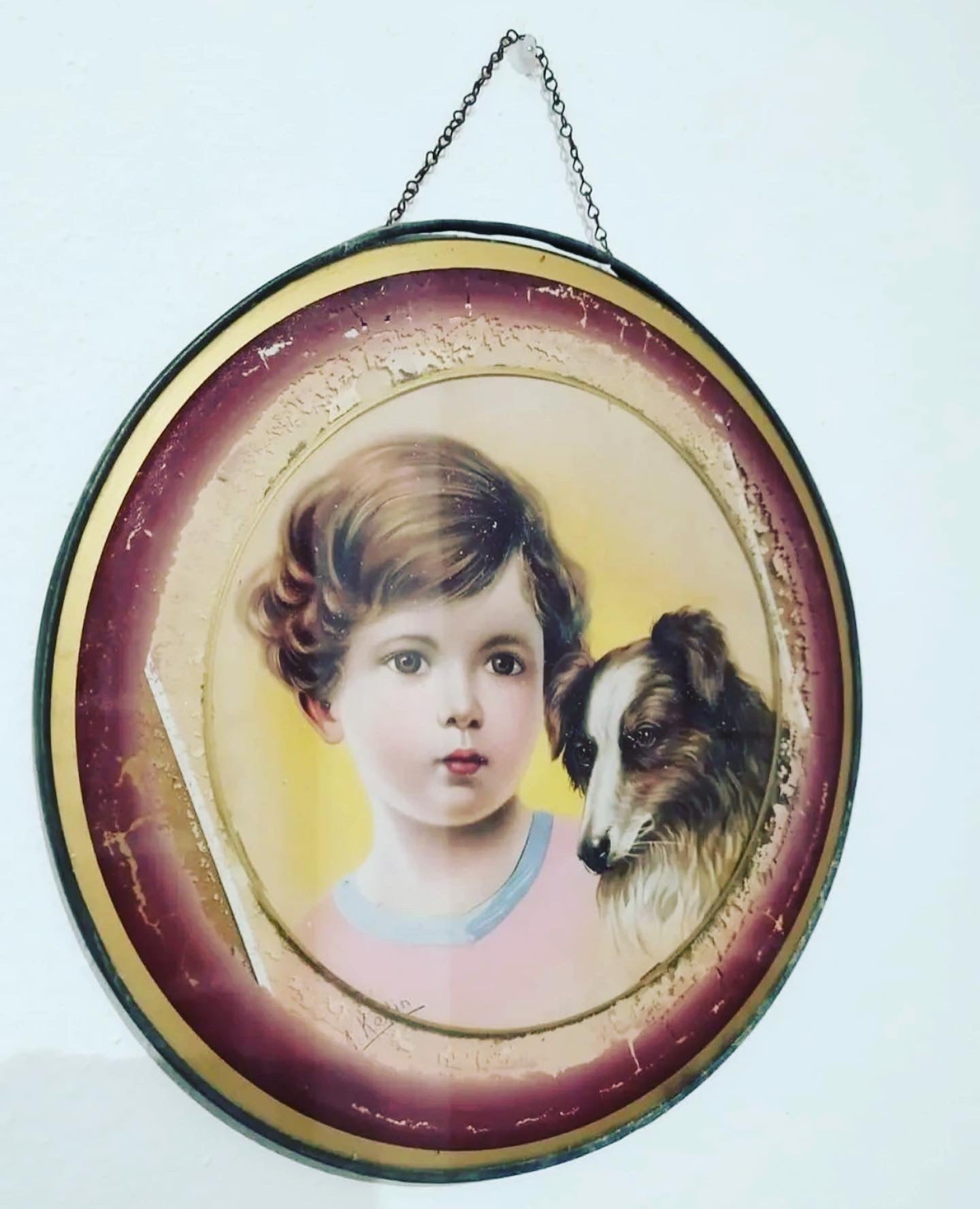 Quadro bambina cane