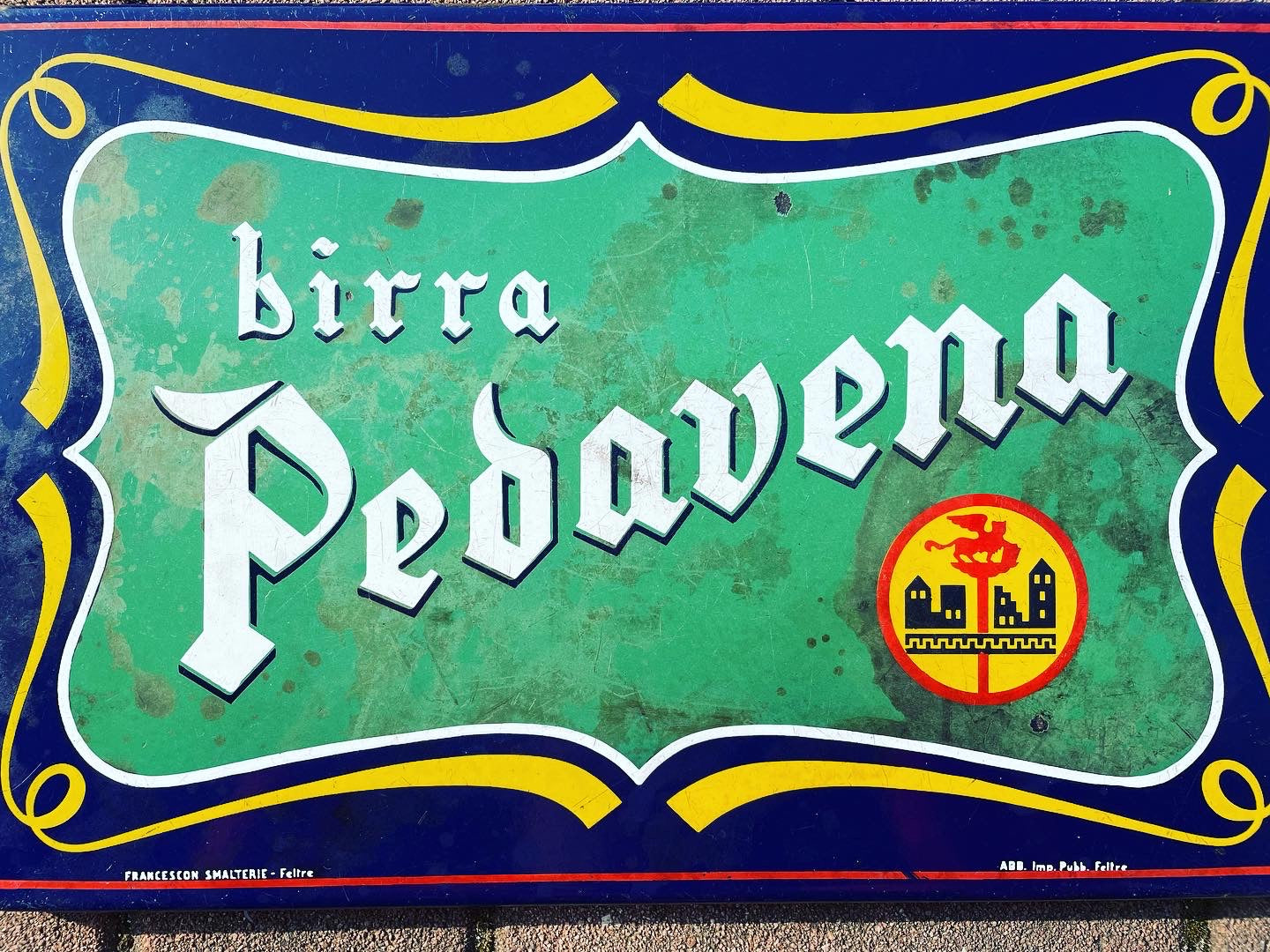 Insegna smaltata Birra Pedavena