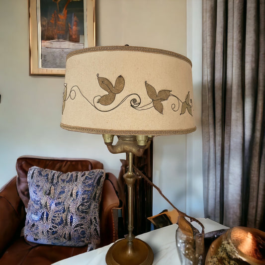 Pair of embroidered lamps