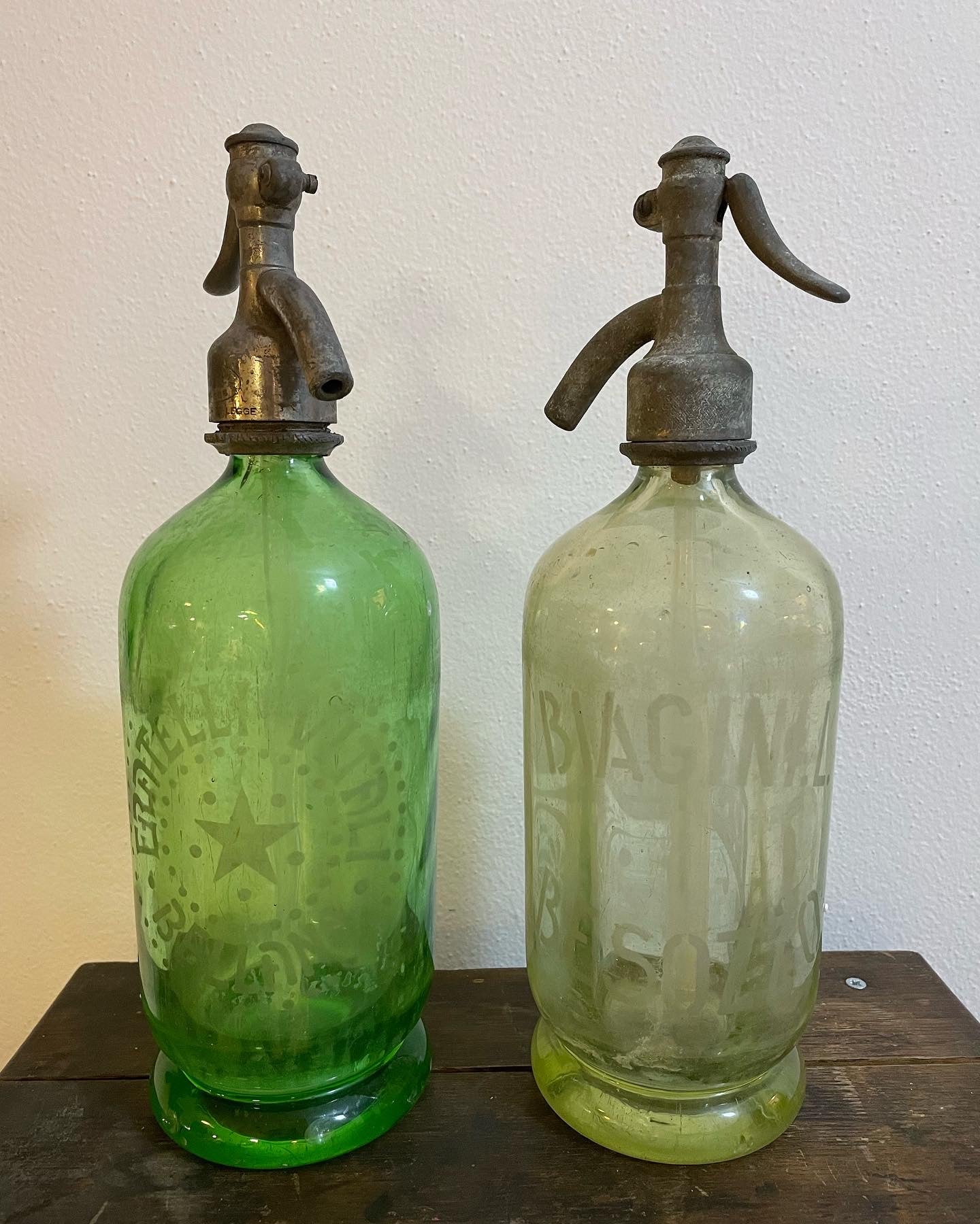 Green &amp; Yellow Seltzer Siphon Pair