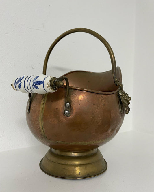 Plant holder antique copper vase