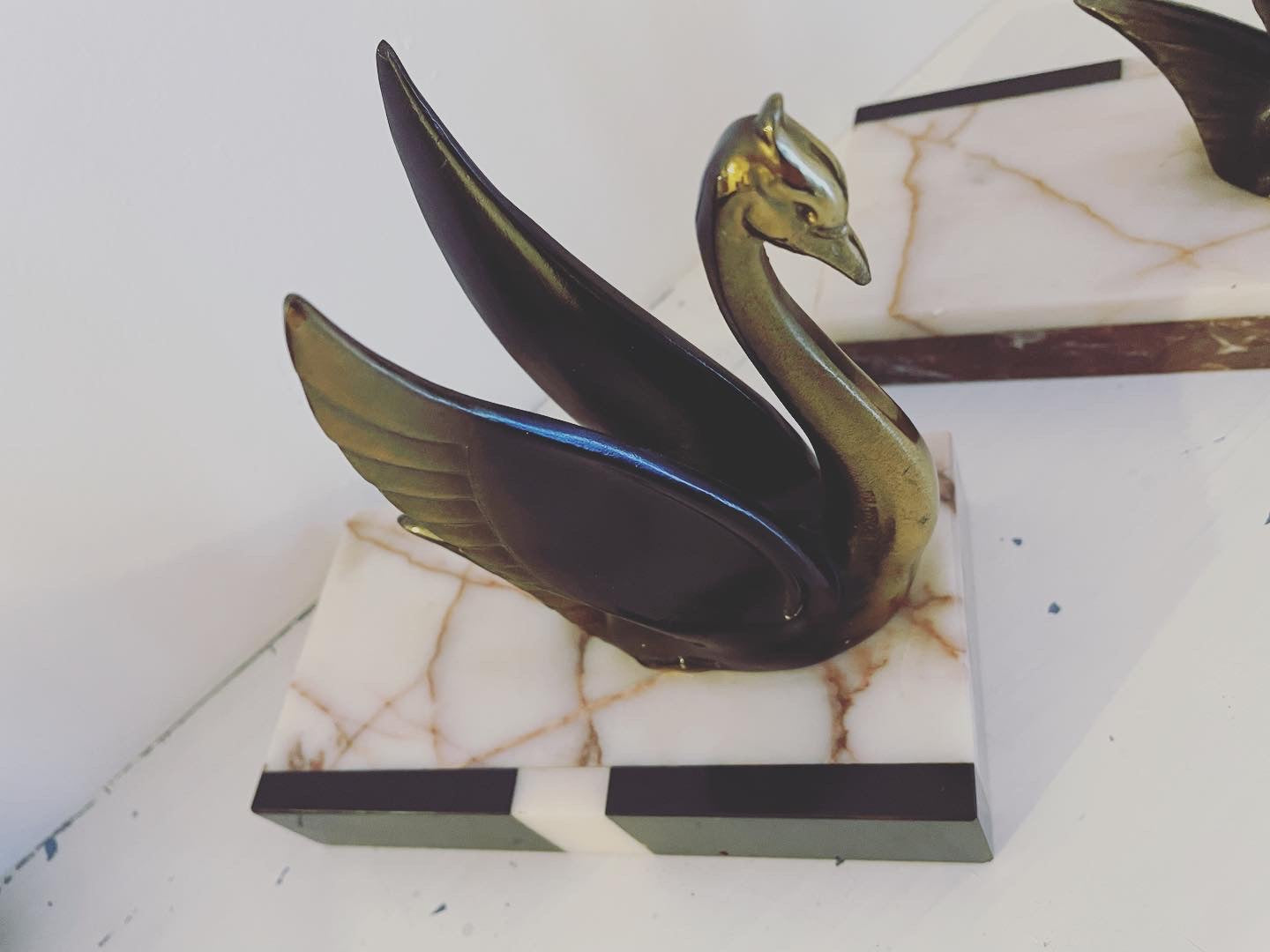 Art Deco Marble Bookends