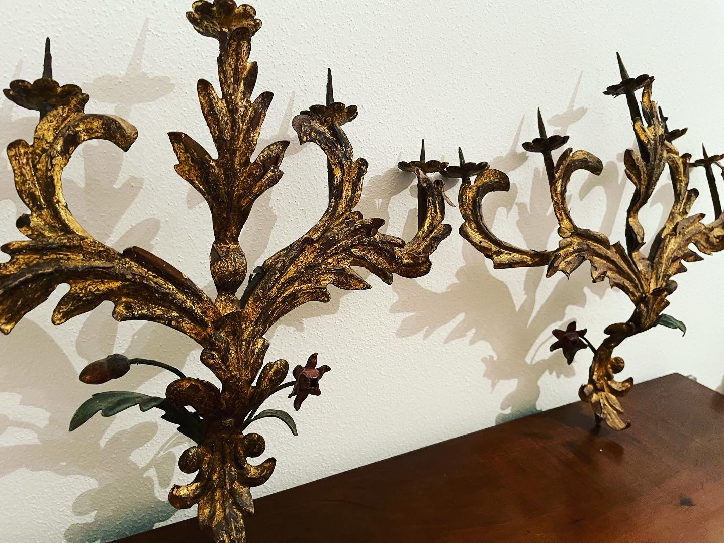 Antique floral candlesticks