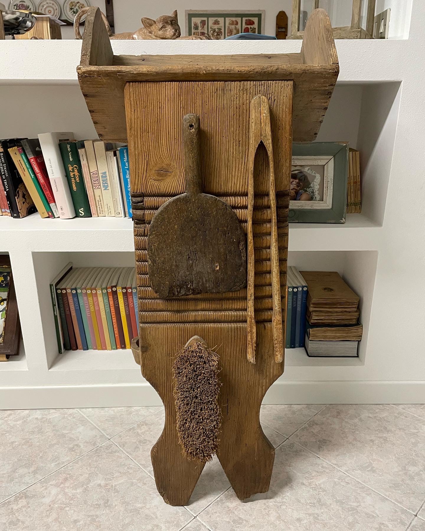 Antique washboard with kneeler