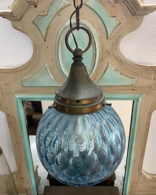 Antique blue ball chandelier