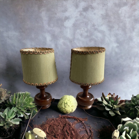 Pair of embroidered lamps