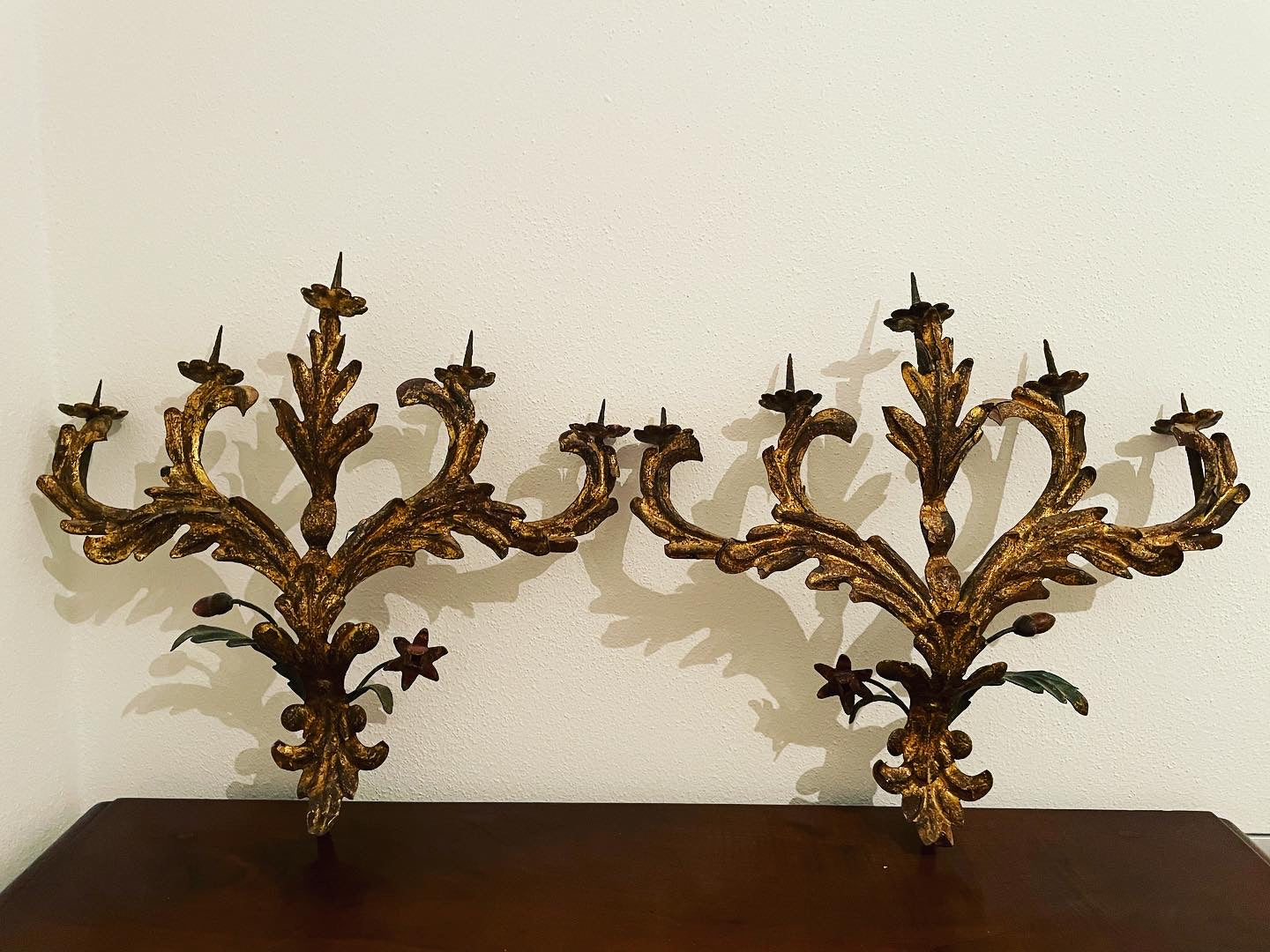 Antique floral candlesticks