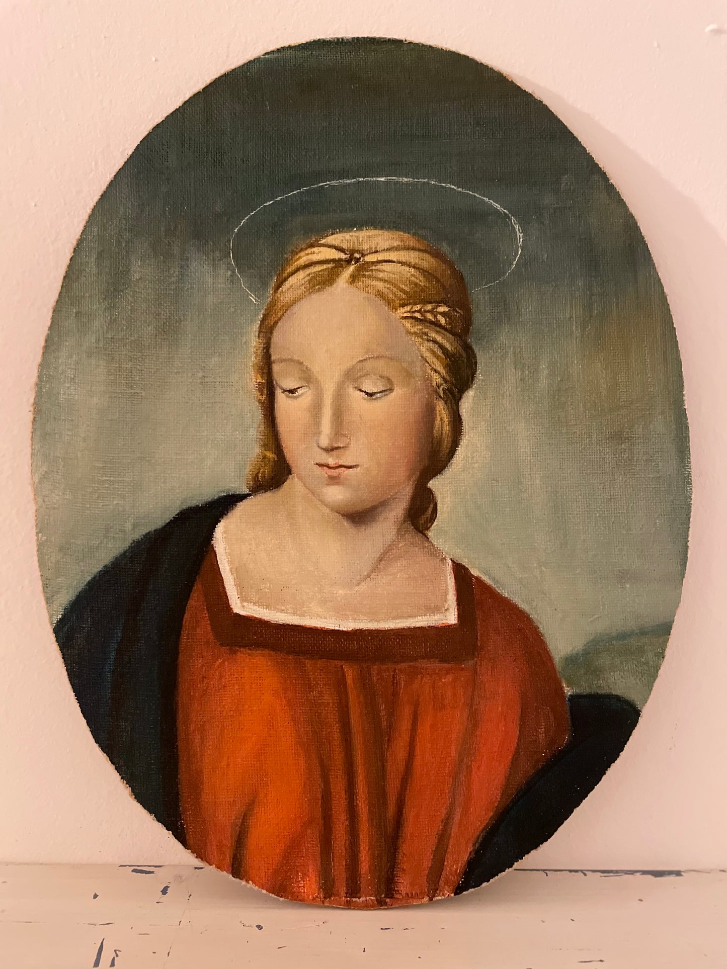 Dipinto antico Madonna su tela