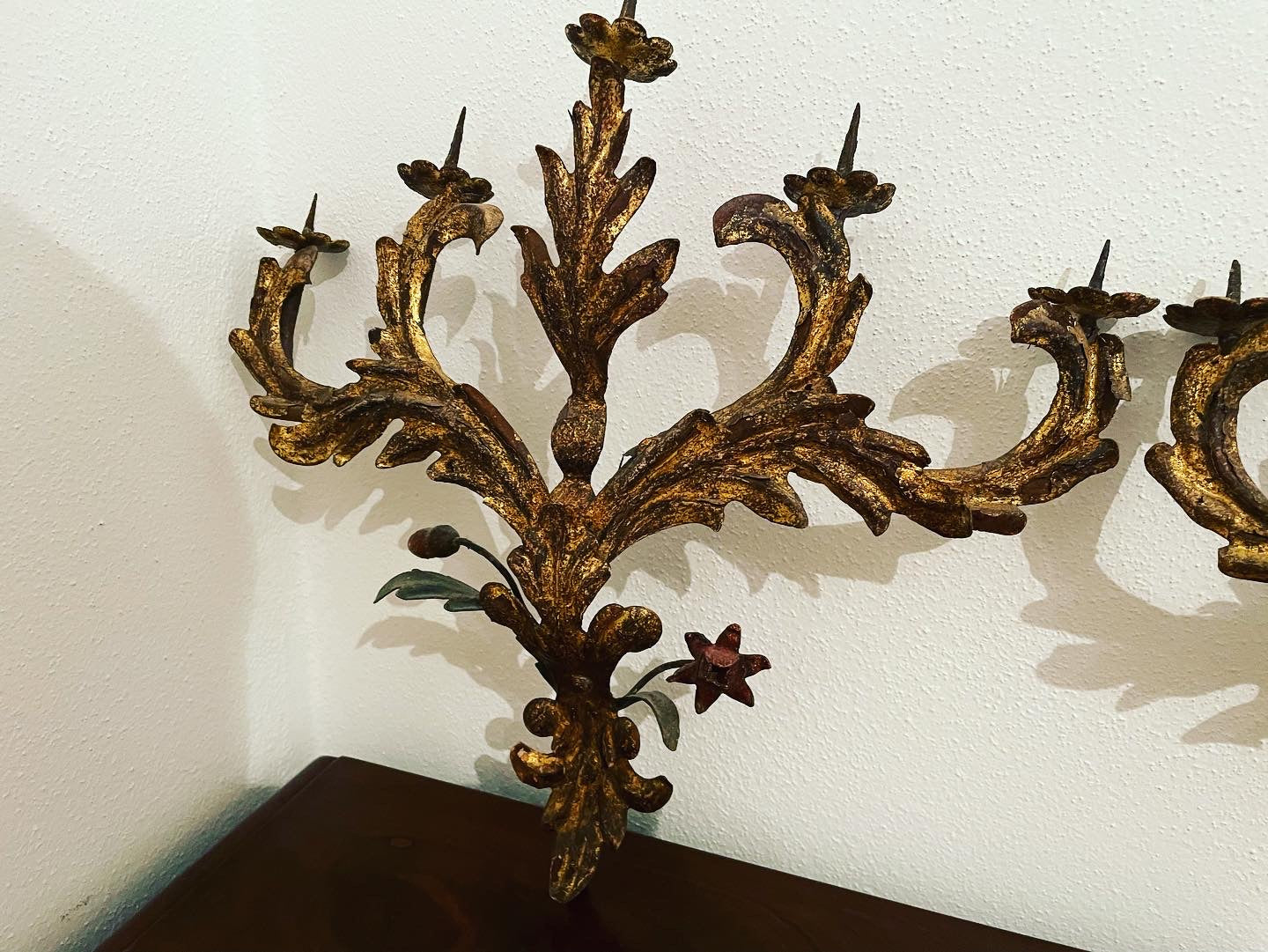 Antique floral candlesticks