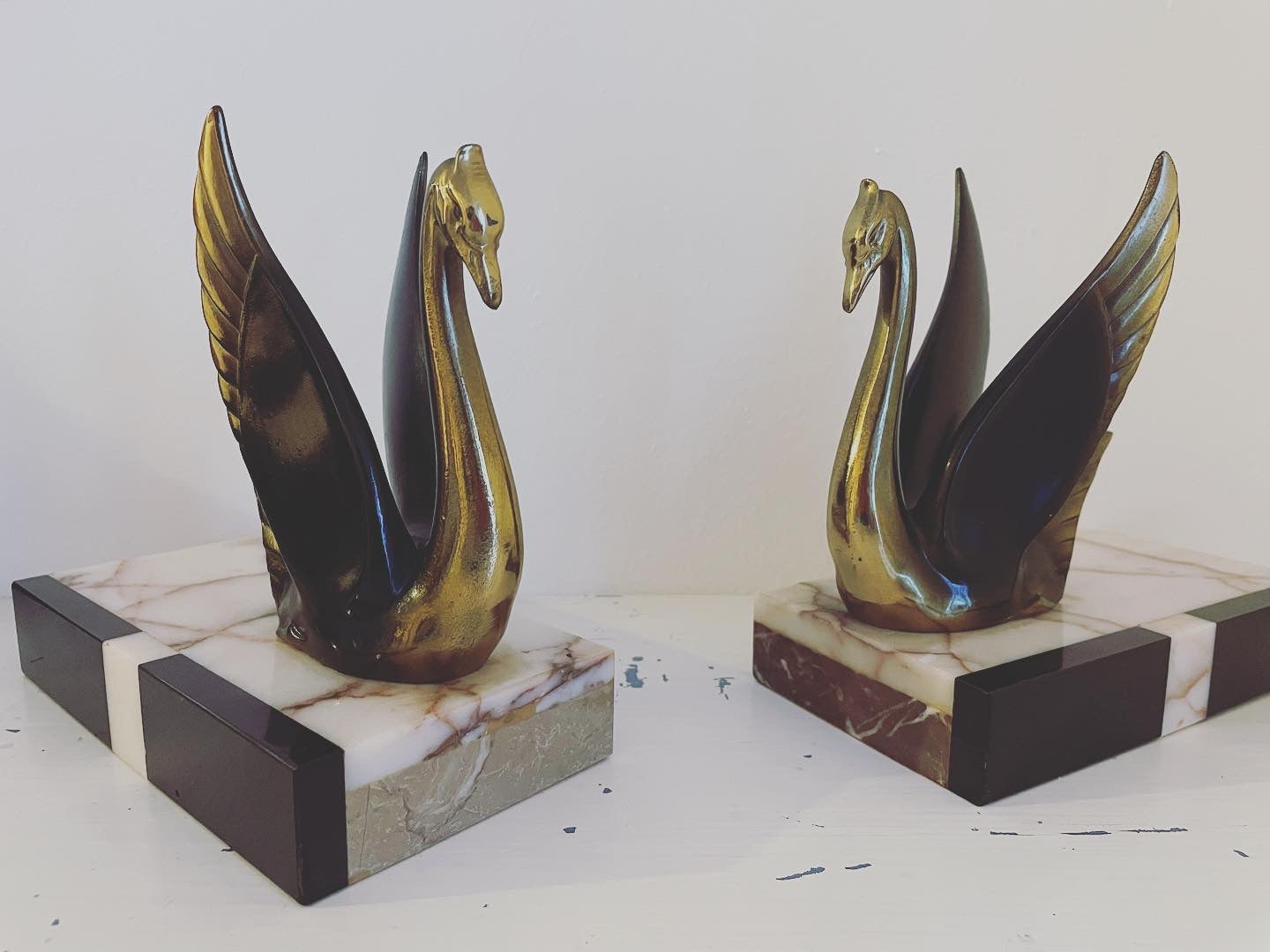 Art Deco Marble Bookends