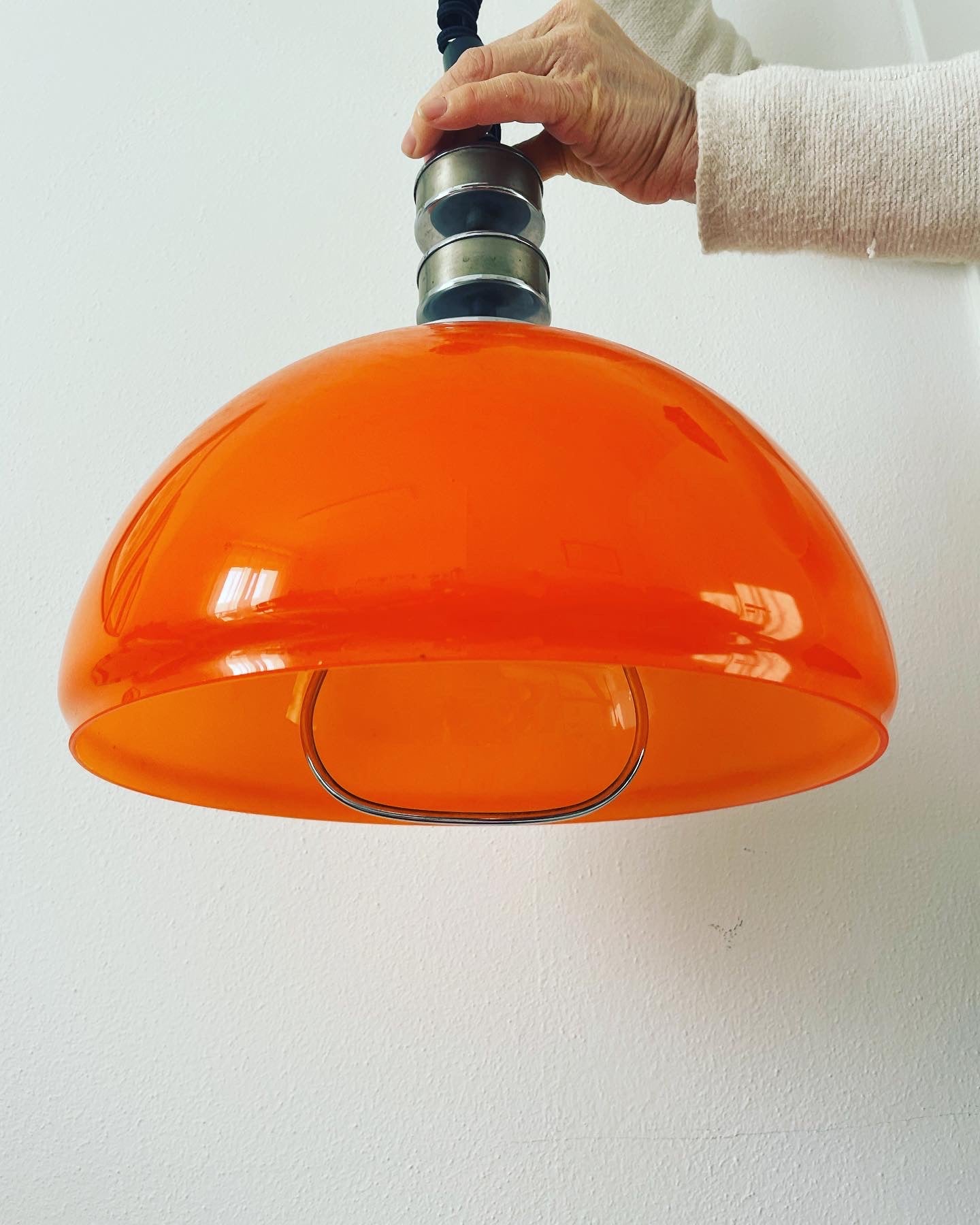 Orange glass chandelier